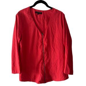 Banana Republic Factory Women's V-Neck Zipper Down 3/4 Sleeve Blouse